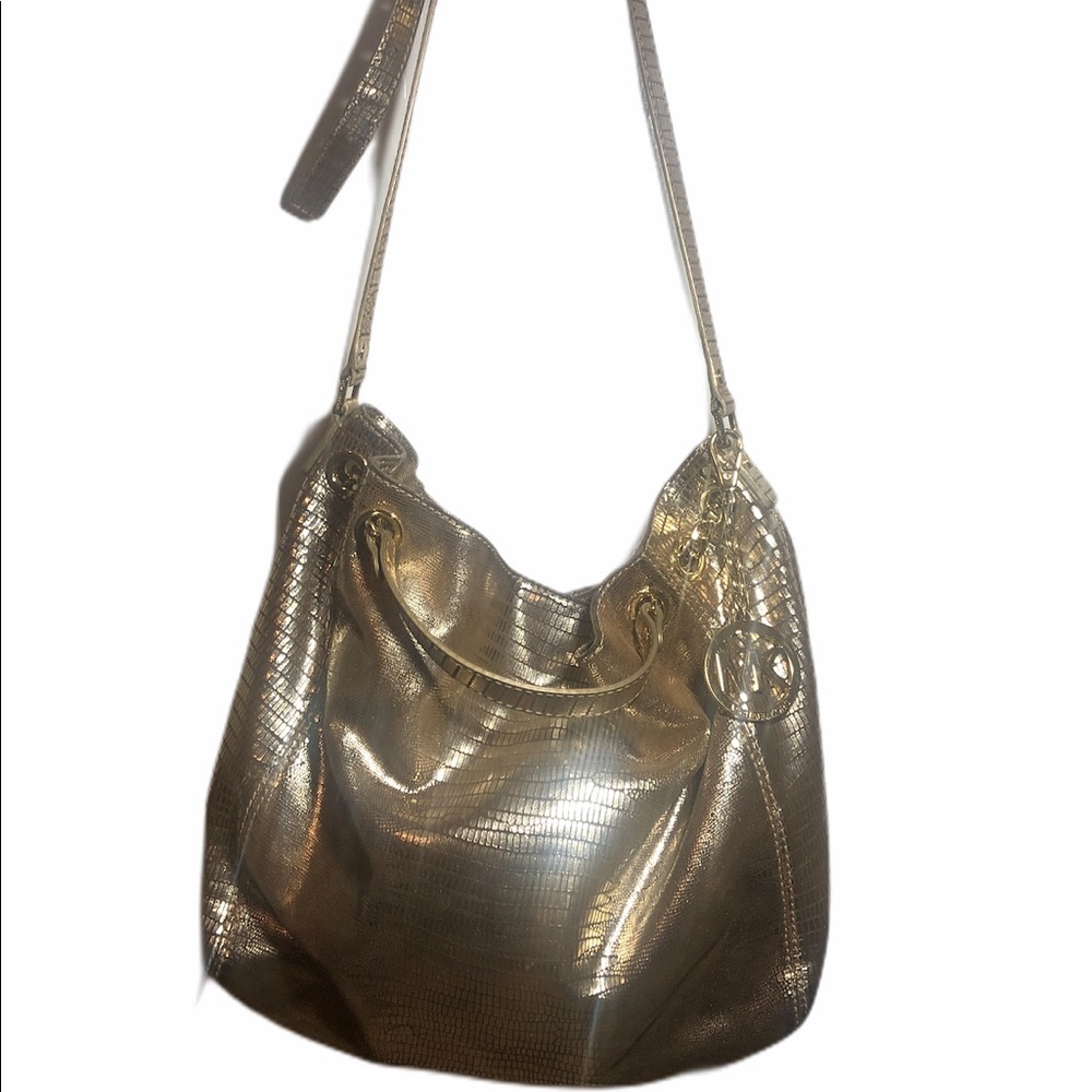 Michael Kors Gold Snakeskin print purse